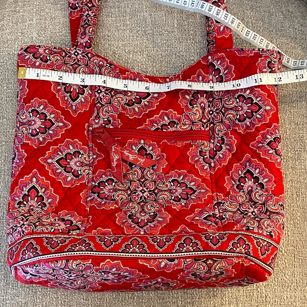 Vera Bradley Red Quilted Paisley Tote Shoulder Bag - Picture 4 of 6